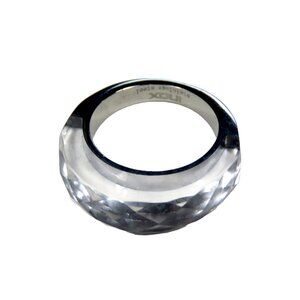 Inox Women's Polished Stainless Steel Ring with Textured Epoxy Side